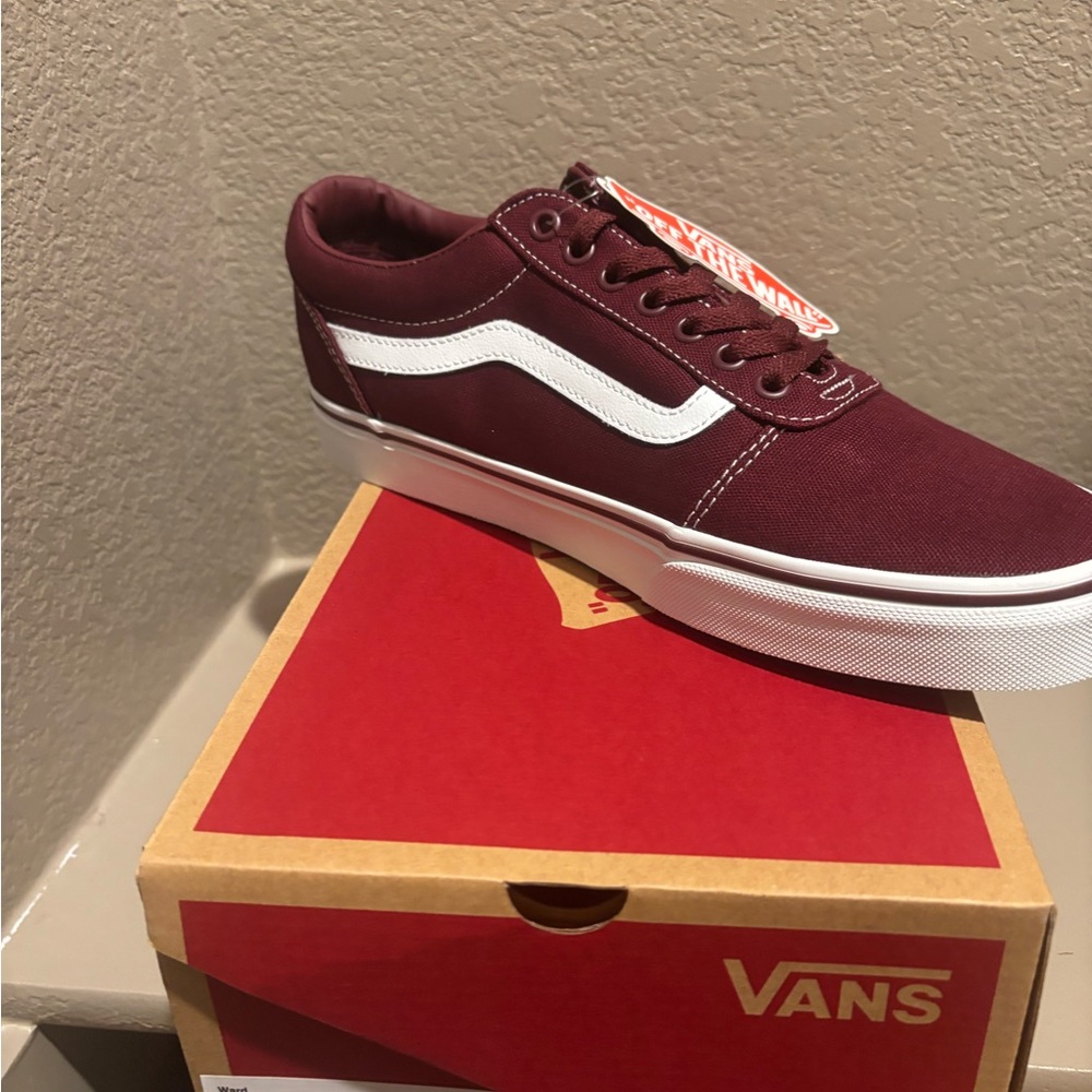 Vans Men's Burgundy and White Sneakers (new 10.5)